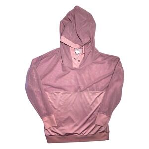 Soho Sport Pink Mesh Athletic Hoodie Sweatshirt Women's Size L Snap Neck